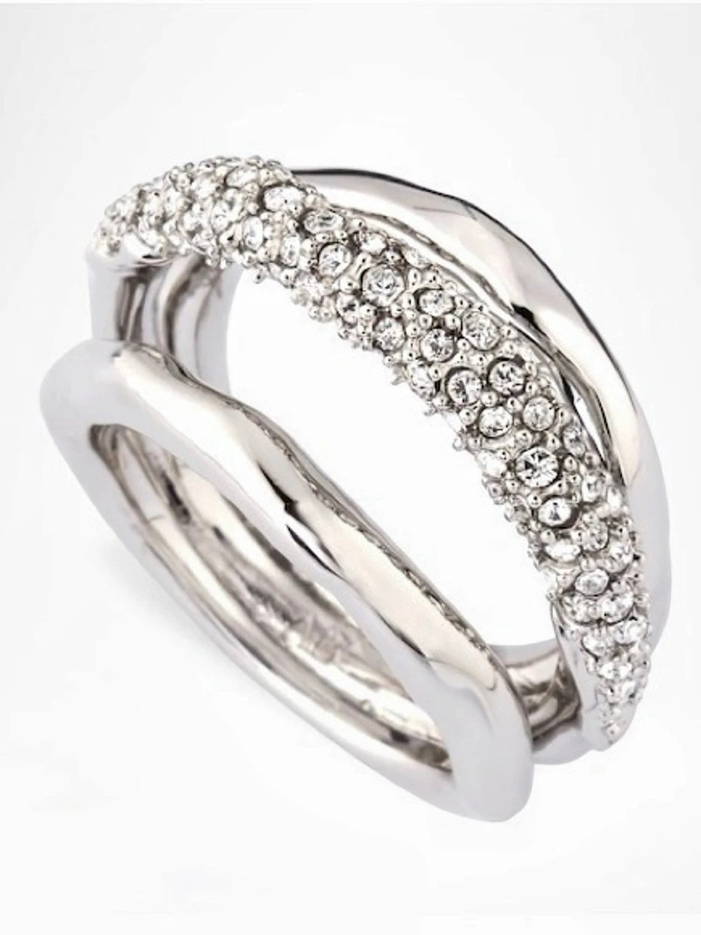 Alexis Bittar Solanales Crystal Orbiting Ring Size 7  Silver Clear SB01